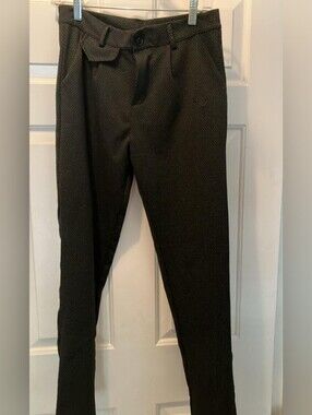 Zumo Men's Black Slim-Fit Dress Pants Polka Dot Italian